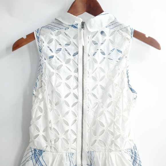 Anthropologie Moulinett Soeurs Dress Seapane Eyelet White Blue - Picture 11 of 15